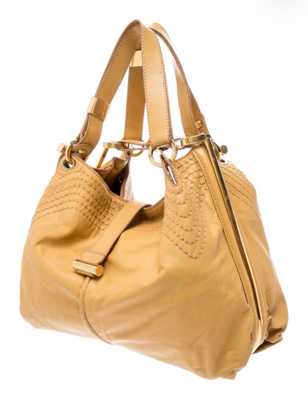 Jimmy Choo Ayse Slouchy Yellow Leather Hobo Shoulder Bag - Picture 3 of 6